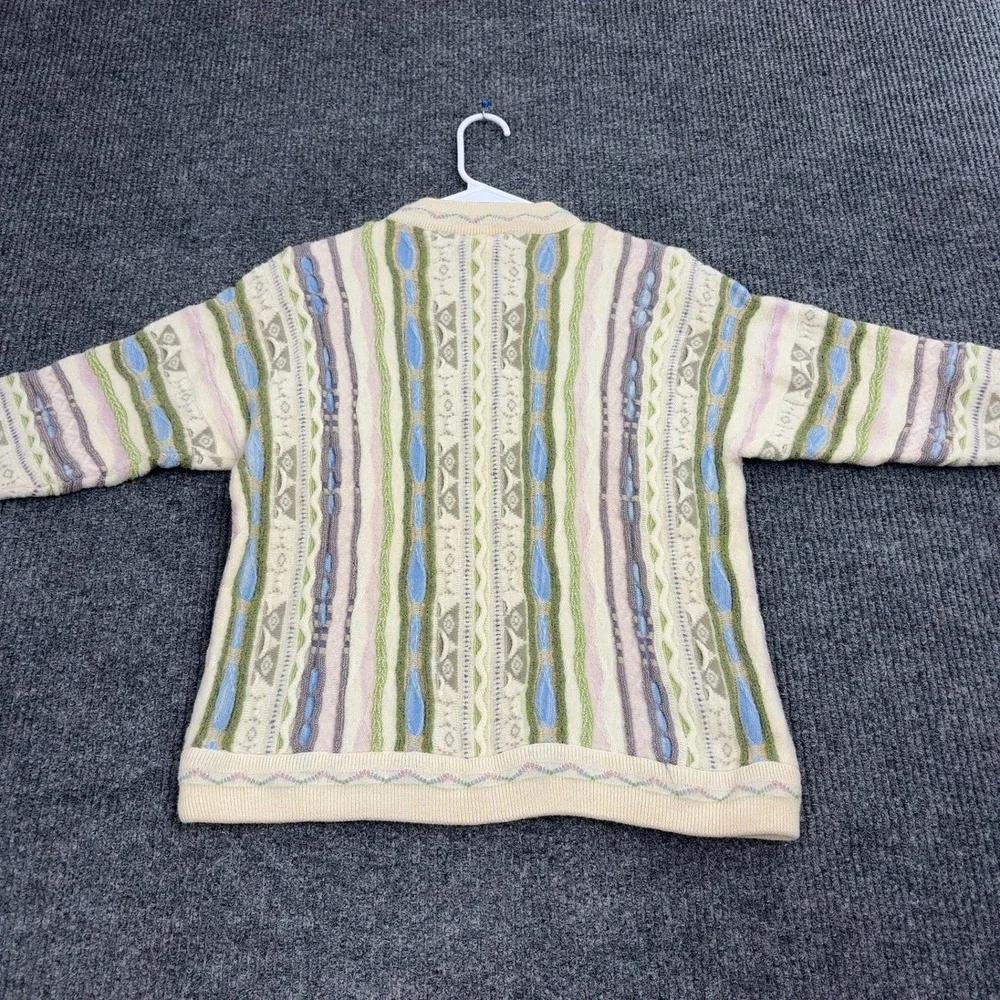 VTG Purely Australian Clothing Co Sweater Mens L Cream Wool 3D Knit Coogi Style
